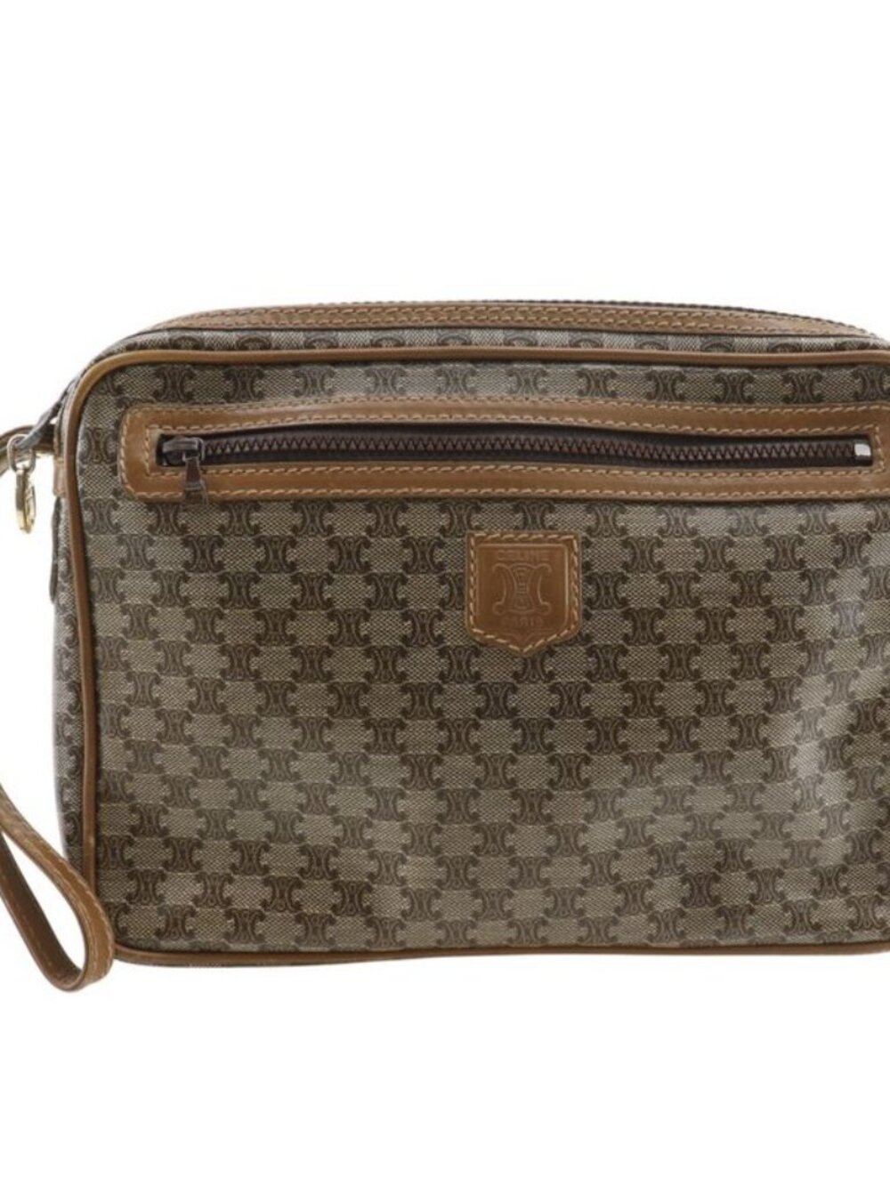 Celine Macadam Pattern Vintage Brown Second Bag